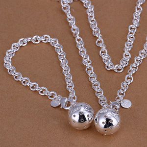 Women Ball Necklace and Chain Plated Jewelry Set