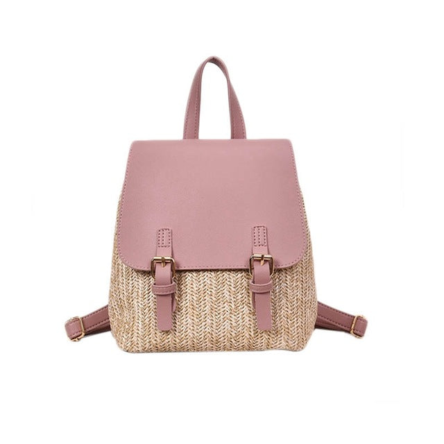 Women FGGS-Fashion Straw Woven Backpack