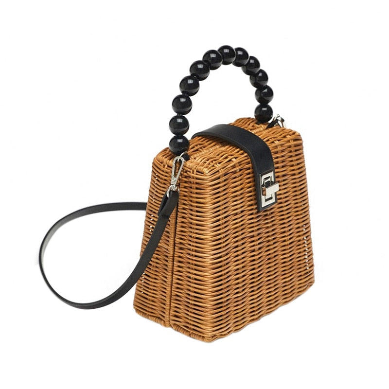 Women Hand-Woven Small Straw Tote Bags For Summer