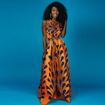 Women African Long Floral Print Bazin Vestidos Dashiki Party Dress