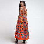 Women African Long Floral Print Bazin Vestidos Dashiki Party Dress