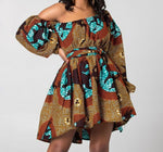 Women Dashiki Summer Print Asymmetrical Mini Dress