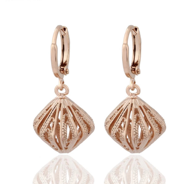 Volkhova Rose Gold Color Drop Earrings Geometric Copper Hollowing out Jewelry for Women