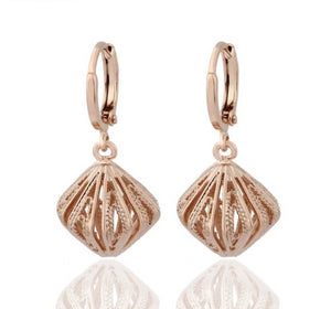 Volkhova Rose Gold Color Drop Earrings Geometric Copper Hollowing out Jewelry for Women