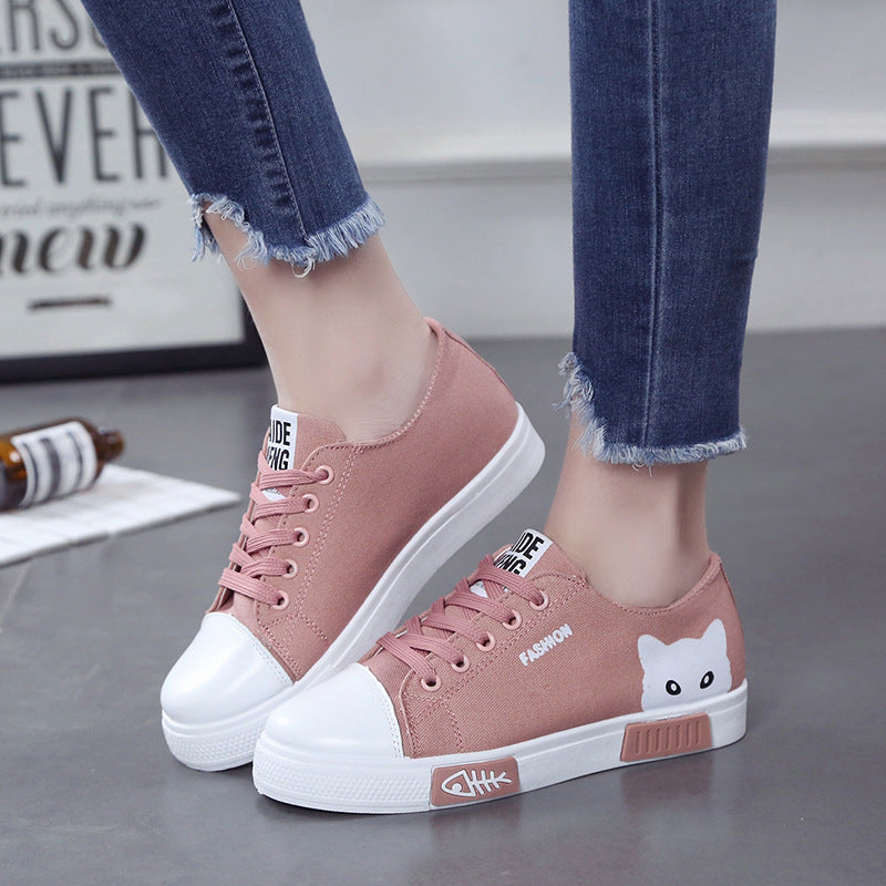 Women Canvas Fashion Casual Lace Up Cartoon Sneakers