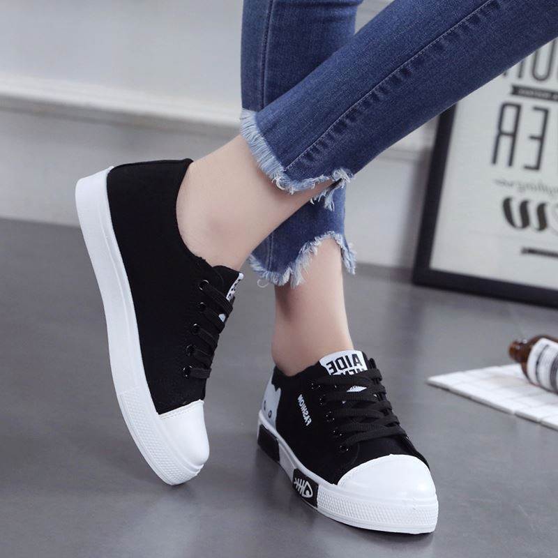 Women Canvas Fashion Casual Lace Up Cartoon Sneakers