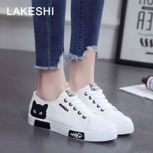 Women Canvas Fashion Casual Lace Up Cartoon Sneakers