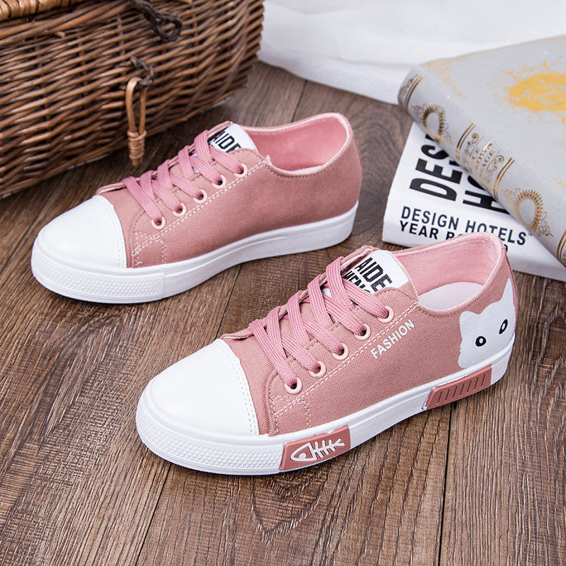 Women Canvas Fashion Casual Lace Up Cartoon Sneakers