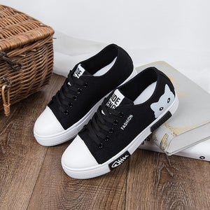 Women Canvas Fashion Casual Lace Up Cartoon Sneakers