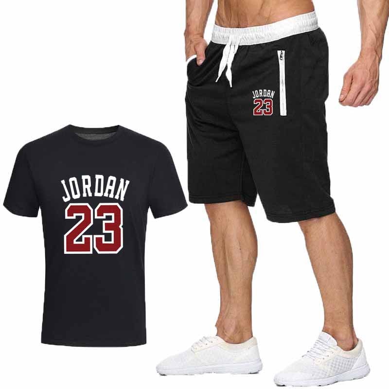 Men JORDAN 23 Tracksuit Sweatshirt Pants and Summer Cropped T Shirt Shorts Casual Suits