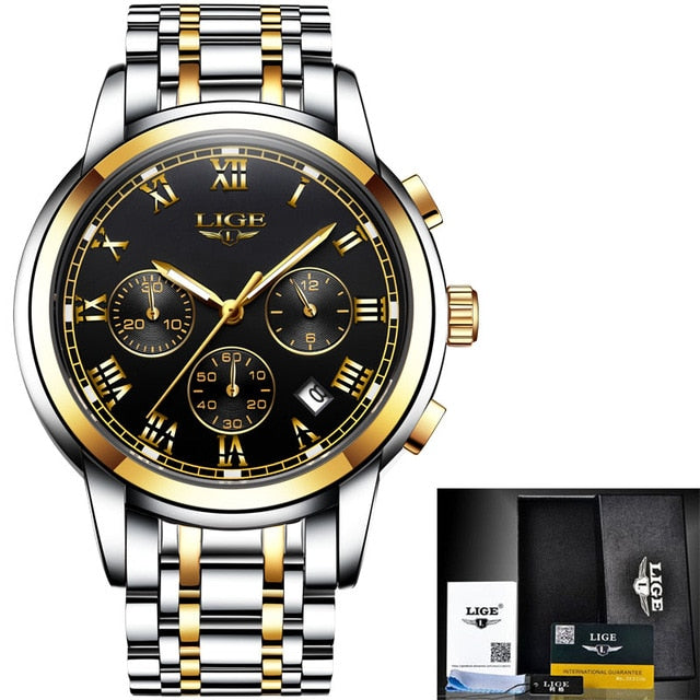 Men Luxury Chronograph Sports Waterproof Full Steel Quartz Watch