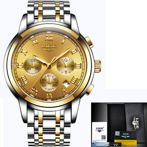 Men Luxury Chronograph Sports Waterproof Full Steel Quartz Watch